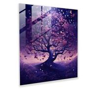 Whimsical Tree Glass Print - Purple, Whimsical, Modern Art, Dream-Like, 20" x 20"