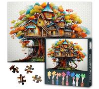 Whimsical Treehouse Jigsaw Puzzles 1000 Pieces for Adults Tree House Jigsaw Puzzles Home Wall Decoration Challenging Puzzle Suitable for Game Nights Finished Size: 70x50cm