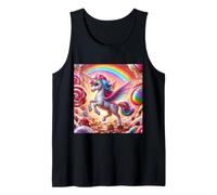 Whimsical Unicorn in a Candyland Adventure Tank Top