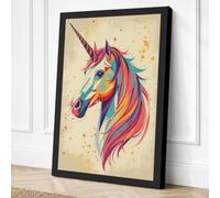 Whimsical Unicorn Maximalist Canvas Wall Art Print 24x16 Inch (61 x 41 cm)