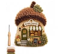 Whimsical Village 3D Fabric Poke Art Kit | Cottage Craft No Sew Press Technique Simple Illustrated Guide Six Fantasy Styles Relaxing Creative Hobby，F