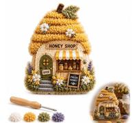 Whimsical Village 3D Fabric Poke Art kit, Creative No-Sew DIY Crochet & Knitting Arts and Crafts, Rustic-Style Handmade Mushroom Cottage Creative Craft Set, Beginner, DIY Gift for Adults