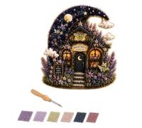 Whimsical Village 3D Fabric Poke Art Kit, Floral Mushroom Cottage Creative Craft Set, No Sew Press Technique, Simple Illustrated Guide, Home Decor Craft for Adult Beginner Handmade Hobby Gift