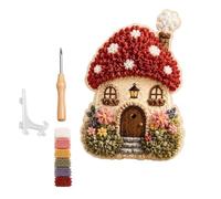 Whimsical Village 3D Fabric Poke Art Kit, Floral Mushroom Cottage Creative Craft Set, No Sew Press Technique, Simple Illustrated Guide, Home Decor Craft for Adult Beginner Handmade Hobby Gift