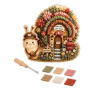Whimsical Village 3D Fabric Poke Art Kit, Floral Mushroom Cottage Creative Craft Set, No Sew Press Technique, Simple Illustrated Guide, Home Decor Craft for Adult Beginner Handmade Hobby Gift