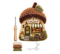 Whimsical Village 3D Fabric Poke Art Kit, Floral Mushroom Cottage Creative Craft Set, No Sew Press Technique, Simple Illustrated Guide, Home Decor Craft for Adult Beginner Handmade Hobby Gift