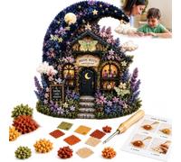 Whimsical Village 3D Fabric Poke Art Kit, Knit Patch Poke Art DIY Decor, Cottage Craft No-Sew DIY Decor, Soft 3D Fabric Textures with Pre-Cut Pieces, Handmade Poke Art Embroidery (#D)