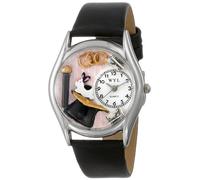 Whimsical Watches Magic Black Leather and Silvertone Unisex Quartz Watch with White Dial Analogue Display and Multicolour Leather Strap S-0420009