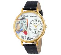 Whimsical Watches Physical Therapist Black Skin Leather and Goldtone Unisex Quartz Watch with White Dial Analogue Display and Multicolour Leather Strap G-0620022