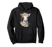 Whimsical Watercolor Alpaca Floral Wreath Animal Art Pullover Hoodie
