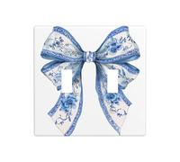 Whimsical Watercolor Large Bow Ichinoiserie Style Double Gang Toggle Light Cover Wall Plate Switch Decor Standard Size - 11.4x11.4cm