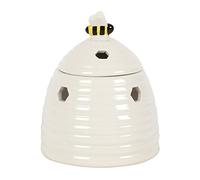 Whimsical White Beehive Oil Burner - 14cm x 11cm (1 Pack) - Adorable Ceramic Design with Sweet Bee Accent - Suitable for Fragrance Oils and Wax Melts