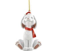 Whimsical White Bunny Rabbit Christmas Ornament Figurine Holiday Collectible - Christmas Tree Decorations, Bunny Lover Gifts, Holiday Stocking Stuffer