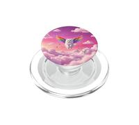 Whimsical White Cat Flying Pink Sky Cute Fantasy Accessory PopSockets PopGrip for MagSafe