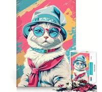 Whimsical White Cat Jigsaw for Teenagers1000 Pieces Mind Boost Game Firm Fit Secure Assembly Bonding Activity for Loved Ones (50x75cm)