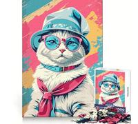 Whimsical White Cat Teenagers 1000 Piece Jigsaw Puzzle Reasoning Skill Stress Relief Fun Sharp Cut Best Gift (50x75cm)