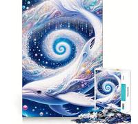Whimsical White Whale in A Galaxy 1000 Piece Jigsaw Puzzles Mind Challenge Toy High Precision Die Cut Amusing Challenge for Waiting Time (50x75cm)