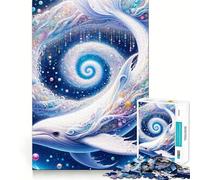 Whimsical White Whale in A Galaxy Jigsaw for Teenagers 1000 Pieces Mental Improve Play Uniform Size Precise Pieces Family Fun Night Activity (38x26cm)