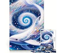 Whimsical White Whale in A Galaxy Puzzle for Teenagers 1000 Pieces Cognitive Recall Restful Pleasure Sharp Cut Unique Gift (38x52cm)