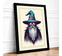 Whimsical Wizard Eclectic Framed Wall Art Print A4 (29.7×21cm) Black, Wall Decor for Living Room, Bedroom, Office & Home, Ready to Hang, Art Gift