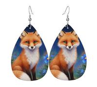 Whimsical Woods Fox Enchanted Nighttime Animal Art Women Hook Earring Fashion Earring Novelty Drop Earrings For Wedding Banquet Multiple Piercings
