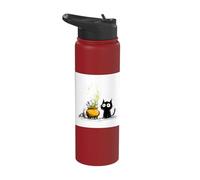Whimsigoth Black Cat Potion Cauldron Art Stainless Steel Insulated Water Bottle