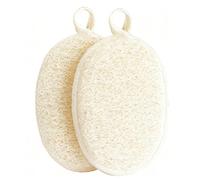Whimsigulp Natural Loofah Sponge Exfoliating Body Scrubber, Eco-Friendly Biodegradable Shower Loofah for Men and Women, 2 Pack, Beige