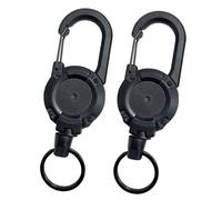 Whimsigulp Retractable Key Chain, Heavy Duty Lanyard Retractable Keychain, for ID Badge, Keys, Work, Office, 2 Pack, Black