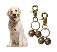 Whimsii Cat & Dog Collar Bell, Pack of 2, Extra Loud Dog Bell for Pet Tracking & Saving Wildlife, Birds, Durable Iron Split Ring & Lobster Bell Clip (Bronze)