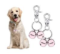 Whimsii Cat & Dog Collar Bell, Pack of 2, Extra Loud Dog Bell for Pet Tracking & Saving Wildlife, Birds, Durable Iron Split Ring & Lobster Bell Clip (Pink)