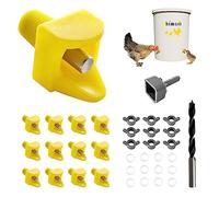 Whimsii Chicken Waterer Nipples, Horizontal Side Mount, Anti-Leak Automatic Water System for Poultry, Suitable for Chickens, Duck, Quail, Pack of, Includes Drill Bit & Installation Tool
