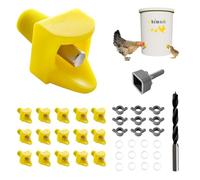 Whimsii Chicken Waterer Nipples Pack of 15, Horizontal Side Mount, Anti-Leak Automatic Water System for Poultry, Suitable for Chickens, Duck, Quail, Includes Drill Bit & Installation Tool