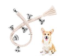 Whimsii Dog Bells Toilet Training, Macrame Hanging Door Bell for Potty Training, 6 Extra Loud Antique Bronze Doggy Bells for Puppy & Dogs Ring to Go Outside (Silver Bells with Off White Rope)