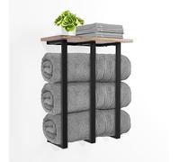 Whimsii Towel Rack Wall Mounted With Shelf, Bathroom Towel Storage For Rolled Towels, Perfect Organizer For Small Bathrooms, 3 Sturdy Iron Bars & Supports 25kg Weight