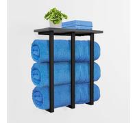 Whimsii Towel Rack Wall Mounted With Shelf, Bathroom Towel Storage For Rolled Towels, Perfect Organizer For Small Bathrooms, 3 Sturdy Iron Bars & Supports 25kg Weight