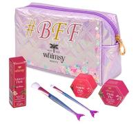 Whimsy 4 Pcs Organic Beauty Kit for Girls|Skin Friendly Makeup Kit | Birthday Gift for 4 5 6 7 8 9 10 11 12-16 Years Old | Non-Toxic Kid Eye Glitter, Lip Cheek Tint, Kids Lip Gloss & Mermaid Burshes