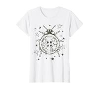 Whimsy Twee Grunge Ladybug y2k Stars Button Alt Vintage Value Graphic T-Shirt, Women, White, L