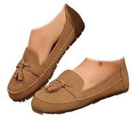Whimsyard Comfortable Vintage Loafers for Women,Women's Orthopedic Slip-On Loafers Walking Shoes with Arch Support,Comfortable Lightweight Round Toe Slip On Loafers (Brown,4.5)