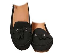 Whimsyard Comfortable Vintage Loafers for Women,Women's Orthopedic Slip-On Loafers Walking Shoes with Arch Support,Comfortable Lightweight Round Toe Slip On Loafers (Black,6)