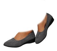 Whimsyard Elegant, Lightweight, Non-Slip Suede Wedge Shoes with Low Heel,Low Wedges Closed Round Toe Orthopedic Arch Support Walking Loafers for Plantar Fasciitis (Gray,4)