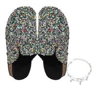 Whimsyard Women's Comfortable Casual Sequin Cork Slippers,Orthopedic Arch Support Clogs for Women Width Closed Toe Sandals (Green,7)