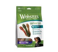 WHIMZEES By Wellness Toothbrush, Natural and Grain-Free Dog Chews, Dog Dental Sticks for Extra Small Breeds, 48 Pieces, Size XS