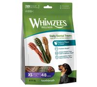 WHIMZEES By Wellness Toothbrush, Natural and Grain-Free Dog Chews, Dog Dental Sticks for Extra Small Breeds, 48 Pieces, Size XS