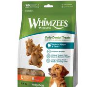 Whimzees Dog Dental Sticks Hedgehog L - Natural, Grain-Free, Rawhide-Free - 6 Pack