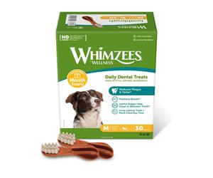 WHIMZEES Medium Dental Chews for Dogs, 30 Count Natural Oral Health Sticks