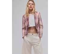 Whip Smart Distressed Plaid Blazer Jacket by We The Free at Free People in Berry Combo, Size: Small - female