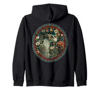 Whippet Brindle Vintage Floral Zip Hoodie