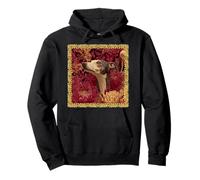 Whippet Burgundy Bloom Elegant Vintage Pullover Hoodie