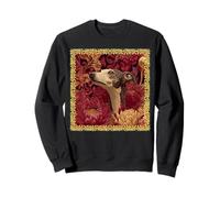 Whippet Burgundy Bloom Elegant Vintage Sweatshirt