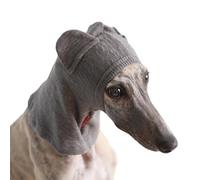 Whippet Cotton Hat,Cute Bear Ears Italian Greyhound Cap,Slim Dog Headwear Neck Wrap Calming Hat Ear Protection Hats for Samll Medium Dogs_S(Dark Gray)